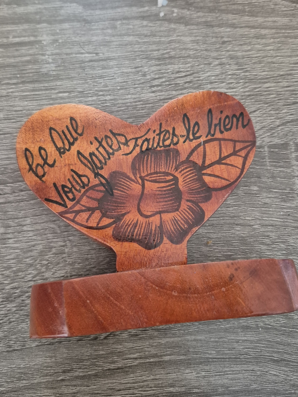 Handcrafted Heart Wall Hook in Warm Brown